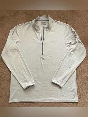 Patagonia Quarter Zip Shirt Mens L Gray Long Sleeve UPF 50 Sun Protection Surf